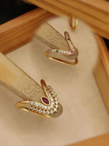 Flaring 1 gm Gold plated Diamond ring combo Pack of 2 For Women trending style Alloy Crystal Gold Plated Ring Set