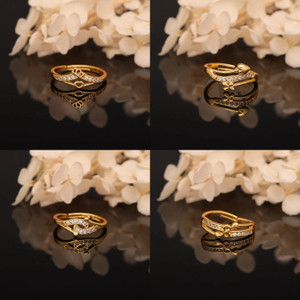 Flaring jewellers FLARING Gold Tone Fingure Ring Free Size Alloy Cubic Zirconia Gold Plated Ring
