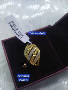 Prisha Fashion 1 Gram Gold Plated Ring Brass Cubic Zirconia Gold Plated Ring