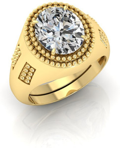 TheCuriousCart WhiteZircon Stone OriginalAdjustable For Men And Women Ring With Lab Certificate Brass Zircon Gold Plated Ring