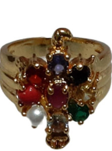 Zenith Gems Navratna Ring Metal Gold Plated Ring