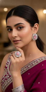 ShinAura Light Pink AMERICAN DIAMOND ROUND RING Metal Ring