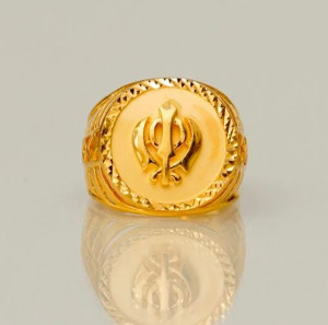 ROOTWAVE Latest Gold Plated Khanda Finger Thumb Ring for Men Brass Gold Plated Ring