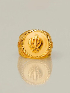 ROOTWAVE Latest Gold Plated Khanda Finger Thumb Ring for Men Brass Gold Plated Ring