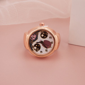 GC PREMIUM JEWELLERY Stylish RoseGold Smiley Adjustable Analog Watch Type Finger Ring Girls & Women Brass Gold Plated Ring