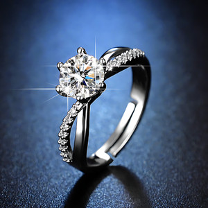 KPahnawa Designs & You Silver Plated American Diamond Solitaire Adjustable Finger Ring Stainless Steel Silver Plated Ring