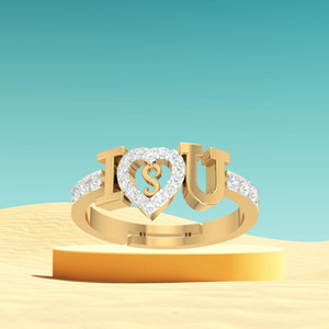 Kanak Jewels ILU S Letter Rings Gold Adjustable Valentine Latest Couple Girlfriend Women Ring Brass Cubic Zirconia Gold Plated Ring