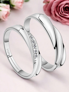Nilu's Collection Adjustable Couple for lovers & valentine Gift Set for Men and Women Alloy, Zinc Sterling Silver Plated Ring