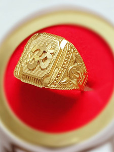TMRcreation Fancy om ring for man and boys Brass Gold Plated Ring
