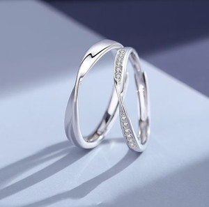 Syfer Valentine Day Gift Couple Rings for lovers Trendy Fashionable Alloy Cubic Zirconia Platinum Plated Ring Set