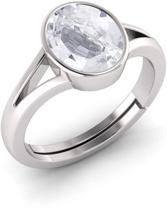 TODANI JEMS Natural 16.25 Ratti White Sapphire Gemstone Ring With Lab Certificate Silver Sapphire Sterling Silver Plated Ring