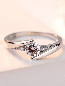 MYKI Sizzling Solitaire Adjustable Ring For Women & Girls Sterling Silver Swarovski Zirconia 24K White Gold Plated Ring