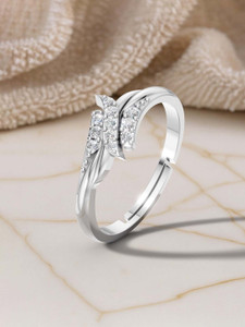 Miss Highness 925 Pure Silver Eternity Ring for Women, Free Size Adjustable, Gift for Her Sterling Silver Cubic Zirconia Sterling Silver Plated Ring