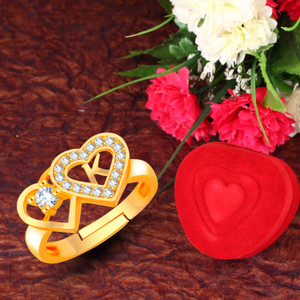 MEENAZ Rings for girls women party love heart box K letter name lovers  couple design AD Brass, Copper, Crystal, Stone, Alloy, Metal Cubic  Zirconia,