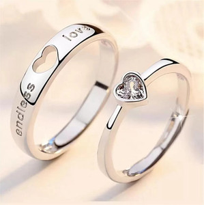 ringzinnie Love Heart shape Valentine Gifts Couple Ring Alloy Ring Set