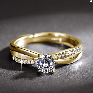 MYKI Princess Style Adjustable Women Rings with Rose box packing स्टेनलेस स्टील क्यूबिक ज़िरकोनिया सोना प्लेटेड रिंग