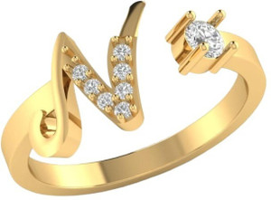 vien A gold Plated Dimond Ring With Name Latter For Girls And Womens Brass Cubic Zirconia Gold Plated Ring