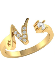 vien A gold Plated Dimond Ring With Name Latter For Girls And Womens Brass Cubic Zirconia Gold Plated Ring