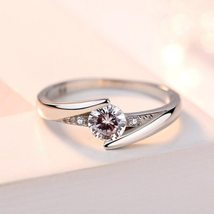 MYKI Sizzling Solitaire Adjustable Ring For Women & Girls Sterling Silver Swarovski Zirconia 24K White Gold Plated Ring