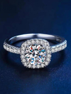 MYKI Sizziling Engagement American Diamond Ring For Women & Girls Stainless Steel Swarovski Crystal Silver Plated Ring