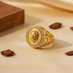 Pandadi Collection Gold plated diamond Ring suitable for Marriage or Party Is,Festival or Ceremony Brass Diamond Gold Plated Ring