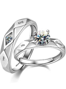 Syfer Valentine Gift Couple Ring for lovers Gift for Girlfriend Boyfriend/Husband Wife Alloy Cubic Zirconia Platinum Plated Ring Set