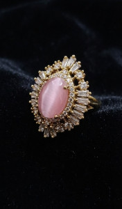 ShinAura Elegent eyedrop shaped baby pink gold plated party wear Ring Metal Gold Plated Ring