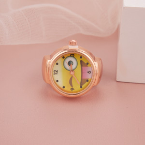 GC PREMIUM JEWELLERY Trendy Stylish RoseGold Adjustable Analog Watch Type Finger Ring Girls & Women Brass Gold Plated Ring