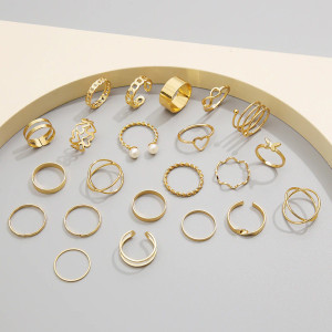 Jewels Galaxy Designer stackable ring combo for women/girls Alloy Gold Plated Ring Set