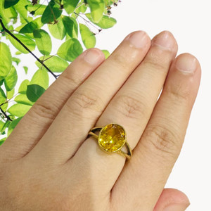 Chopra Gems 100% Original Yellow Sapphire/Pukhraj Gemstone Panchdhatu Ring For Men & Women Brass Ring