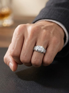 kazare men ring | ring for men | men ring | boys ring | silver ring for boys Alloy Cubic Zirconia Rhodium Plated Ring