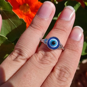 Sunshine Creations Beautiful & Stylish EVIL EYE Ring For Girls & Women Stainless Steel, Alloy Silver Plated Ring