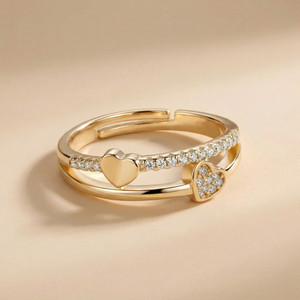 MYKI Stainless Steel Swarovski Zirconia Gold Plated Ring