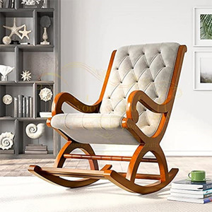 Artistic Interior Crafts Wood Rocking Chair Relax chair Rolling Chair Arm Rest Chair Cushion Solid Wood 1 Seater Rocking Chairs