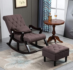 Ess Ess Wood Traders Ess Ess Wood Rocking Chair Black Melamine Glossy Finish With Brown Cushion Back Solid Wood 1 Seater Rocking Chairs