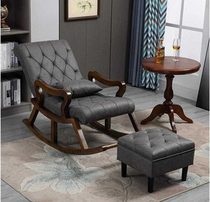wooden luxury Rocker Rocking Chair with footrest Recliner Relaxing 1 Seater Rocking Chair Solid Wood 1 Seater Rocking Chairs