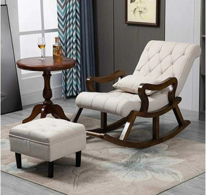 wooden luxury Rocker Rocking Chair with footrest Recliner Relaxing 1 Seater Rocking Chairs Solid Wood 1 Seater Rocking Chairs