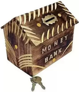 Ruby Perl Saving Box Piggy Bank Wooden Kids Money Bank
