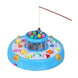 Ysiya Fishing Fish-Catching Game with 26 Pieces Fishes, 2 Rotary Ponds and 4 Pods with Music and Light Function (Multicolour) Billiards