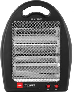 cello SUPERWARM 400 - 800 W | Noise Free | Instant Heating | Safety Grill | Black | Quartz Room Heater