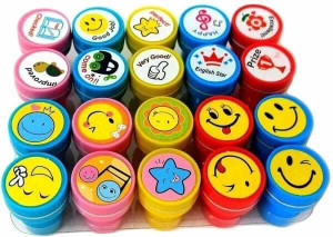 Vishalhub Playing Stamps for kids Emoji Students Birthday Return Gift Set for Kids Rubber Playing Stamps