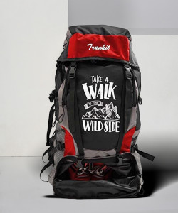 Trunkit Adventure Series Water Resistance Trekking Hiking Travel Bag with Shoe Compartment Rucksack- 55 L (Black/Red) Rucksack  - 55 L