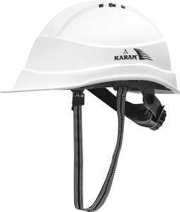 Karam PN 542 Super White Safety Helmet with Adjustable Chin Strap & Rachet Type Adjustment Construction Helmet