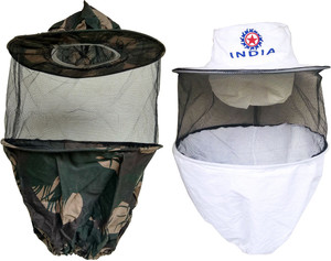 Super Bee Bee Veil white & Army Colour (Combo of 2) Safety Jacket