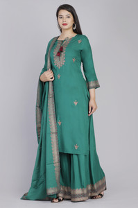 DRASHTI Embroidered Kurta, Palazzo & Dupatta Set