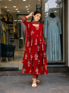 Samiksha Textile Printed Anarkali Kurta, Bottom & Dupatta Set