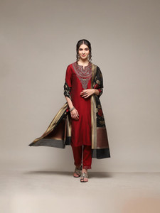 BIBA Embroidered Kurta, Trouser/Pant & Dupatta Set