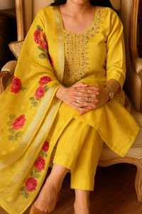 FORENCIA Embroidered Kurta, Trouser/Pant & Dupatta Set