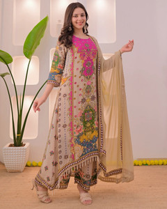 DHVIJA FASHION Printed Anarkali Kurta, Bottom & Dupatta Set