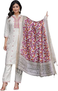 Kurtinic Embroidered Kurta, Trouser/Pant & Dupatta Set